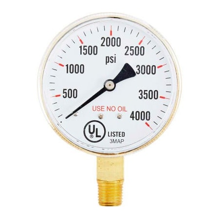 Engineered Specialty Products, Inc PIC Gauges 2.5" UNO Pressure Gauge, 1/4" NPT, Dry, 0/4000 PSI, Lower Mount, 501D-UNO-254Q 501D-UNO-254Q